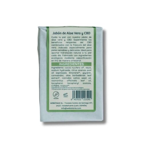 Jabón CBD Sólido Aloe Vera BIO 100g - Imagen 2