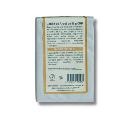 Jabón CBD Sólido Árbol de Té BIO 100g - Imagen 2