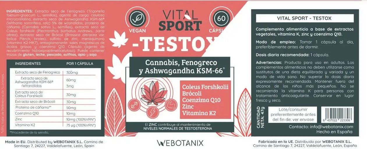 TESTOX - Vital Sport - 60 cápsulas · Vegano - Imagen 4