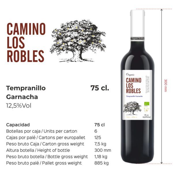 Camino Los Robles – tinto Tempranillo y Garnacha 75cl.