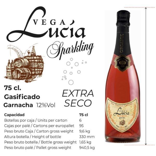 Vega Lucía Extra Seco Espumoso – rosado Garnacha 75cl.