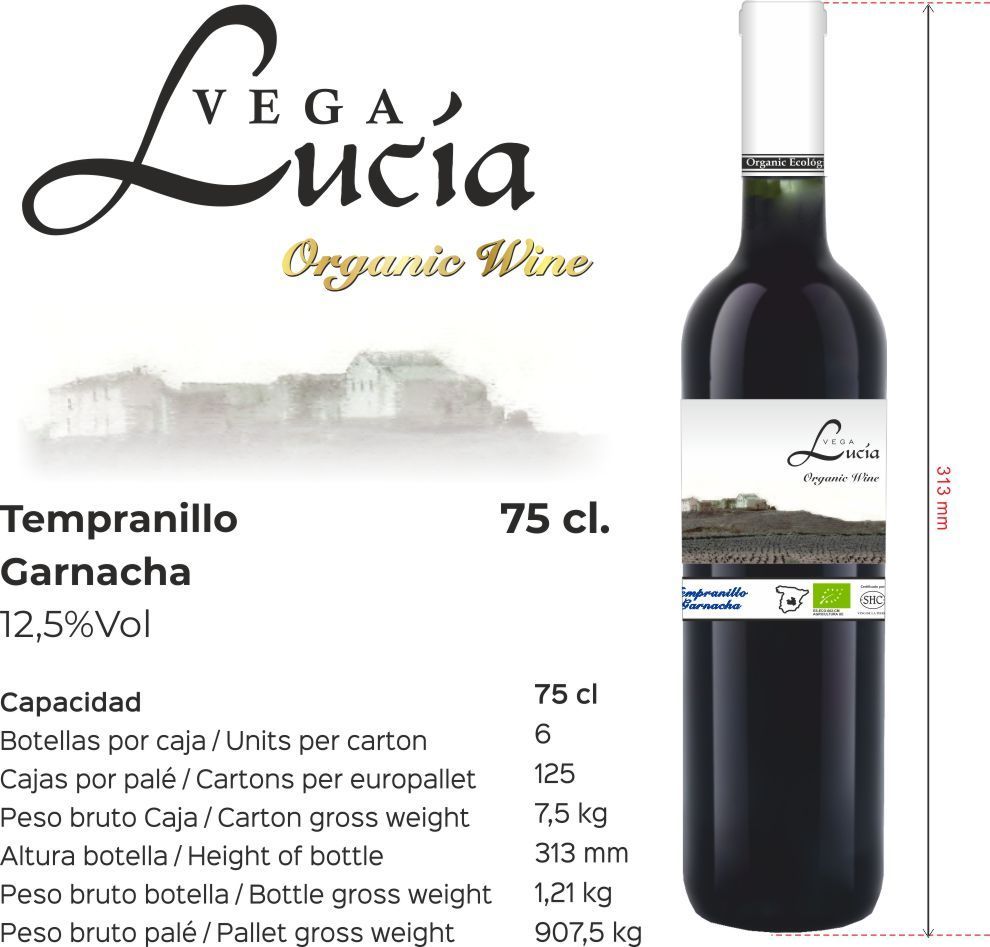 Vega Lucía – tinto Tempranillo y Garnacha 75cl.