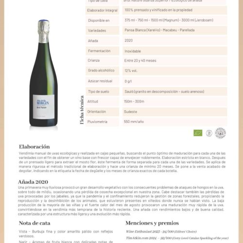 Alternative view of Alta Alella MIRGIN Reserva Cava 75cl.