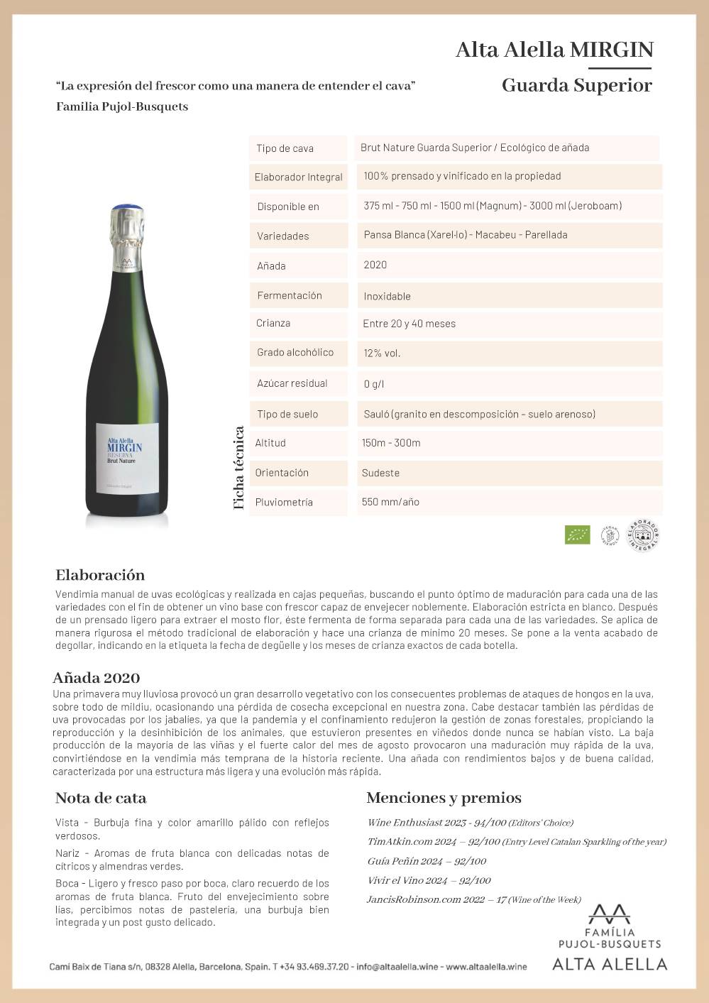 Alta Alella MIRGIN Reserva Cava 75cl. - Imagen 2