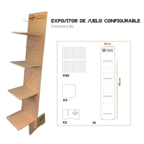 EXPOSITOR PIE GRANDE DE MADERA CON VELONES + SALVIAS - Imagen 4