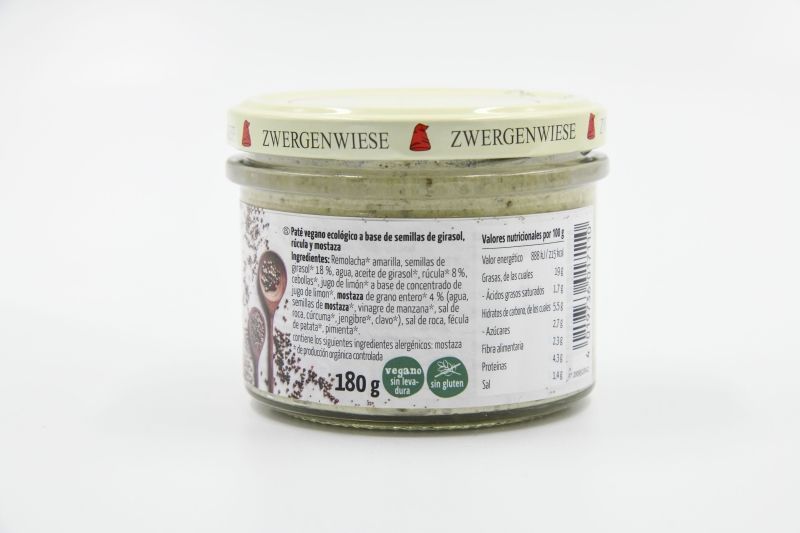 ZWERGENWIESE PATÉ DE RÚCULA Y MOSTAZA 180gr. - Imagen 2