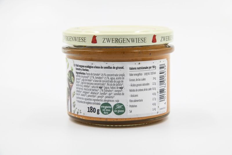 ZWERGENWIESE PATÉ DE TOMATE CON HIERBAS180gr. - Imagen 2