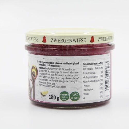 Alternative view of ZWERGENWIESE PATÉ DE REMOLACHA Y RÁBANO PICANTE 180gr.