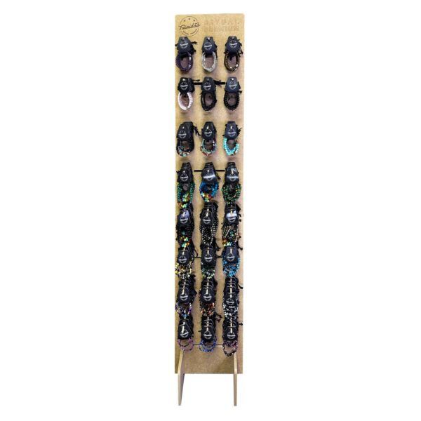 EXPOSITOR PIE GRANDE DE MADERA CON PULSERAS