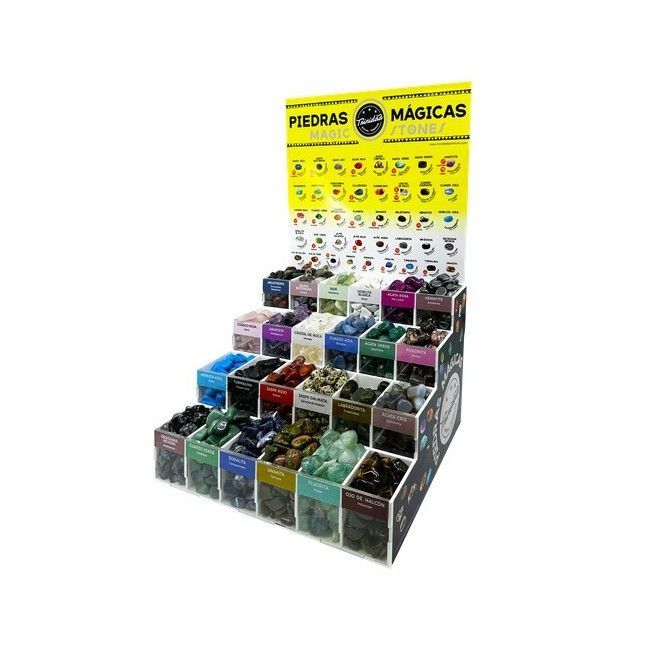 TRINIDAD EXPOSITOR PARA PIEDRAS MÁGICAS DE 24 CAJAS + 25 JAULITAS COLGANTES GRATIS - Imagen 4