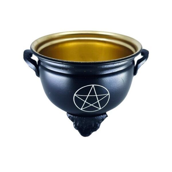 TRINIDAD CUENCO NEGRO DORADO PENTAGRAMA 10cm.