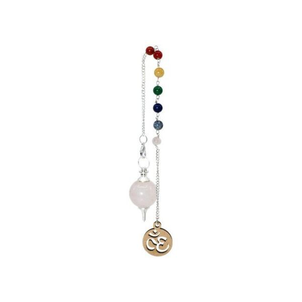 TRINIDAD PÉNDULO ESFERA AMATISTA CON CADENA CHAKRAS OM - Imagen 2