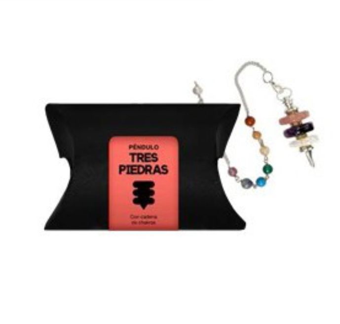 TRINIDAD PÉNDULO TRES PIEDRAS CON CADENA CHAKRAS