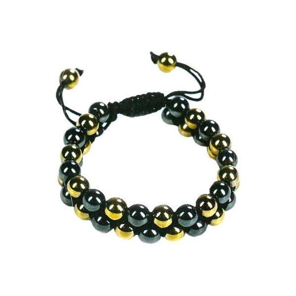 Alternative view of TRINIDAD PULSERA DOBLE GOLDEN PIRITA + HEMATITE (Bola 8mm.)