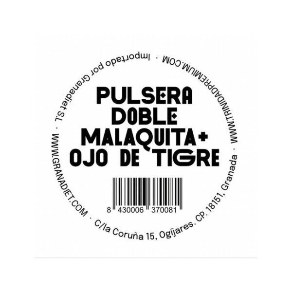 TRINIDAD PULSERA DOBLE MALAQUITA + OJO DE TIGRE (Bola 8mm.) - Imagen 3