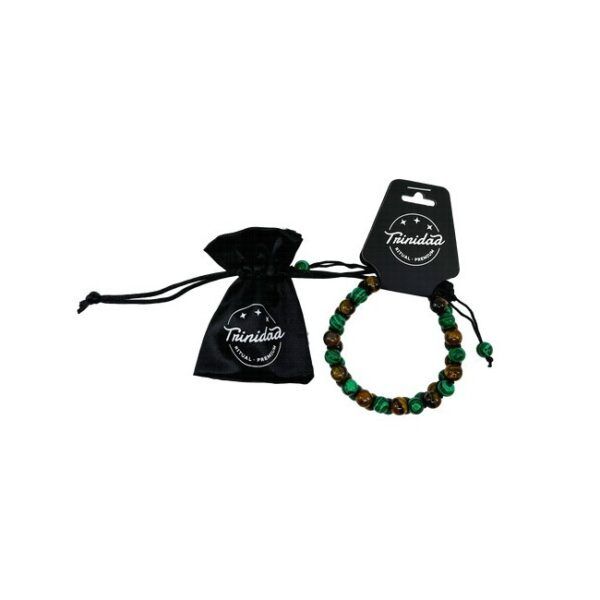 TRINIDAD PULSERA DOBLE MALAQUITA + OJO DE TIGRE (Bola 8mm.)