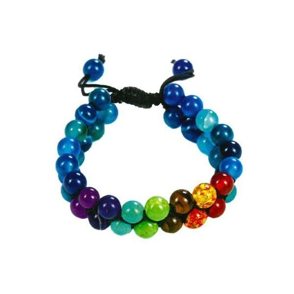 Alternative view of TRINIDAD PULSERA DOBLE ONIX AZUL + 7 CHAKRAS (Bola 8mm.)
