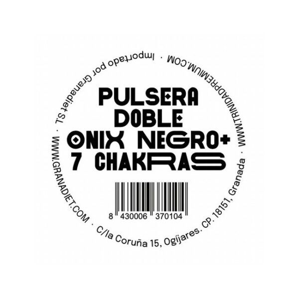 TRINIDAD PULSERA DOBLE ONIX NEGRO + 7 CHAKRAS (Bola 8mm.) - Imagen 3