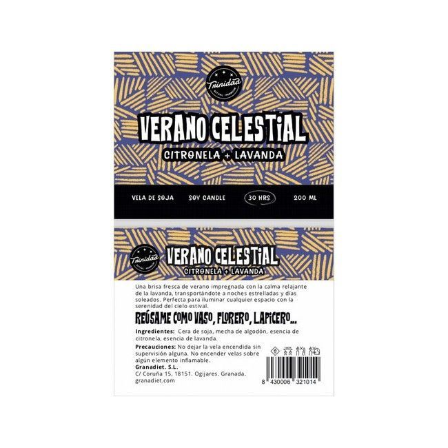 TRINIDAD VELA VASO VERANO CELESTIAL 200ml. - Imagen 3