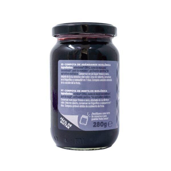 Alternative view of Compota de arándanos Bio sin azucares añadidos (280gr.)