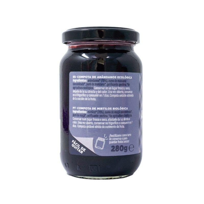 Compota de arándanos Bio sin azucares añadidos (280gr.) - Imagen 2
