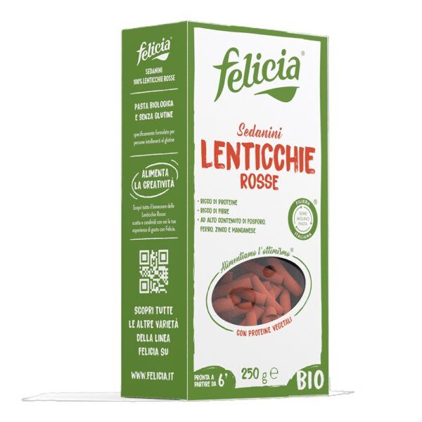 Sedanini de lentejas rojas 100% - macarrón largo (250gr.)