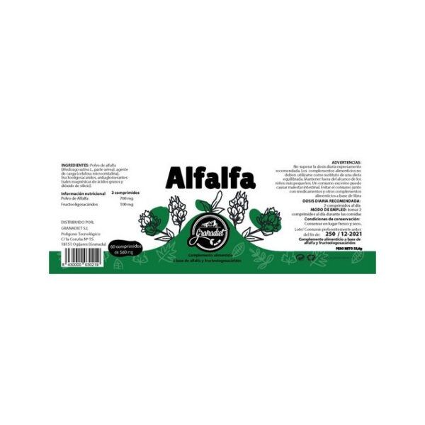 Alternative view of ALFALFA 60 COMPRIMIDOS DE 500mg.
