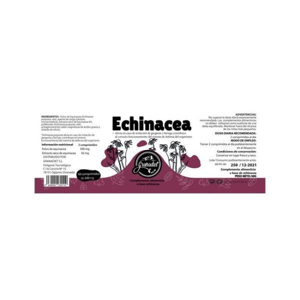 Alternative view of ECHINACEA 60 COMPRIMIDOS DE 500mg.