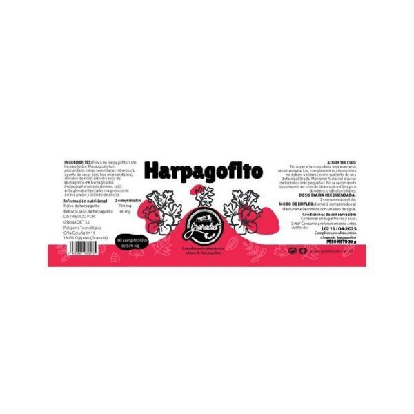 Alternative view of HARPAGOFITO  60 COMPRIMIDOS DE 500mg.
