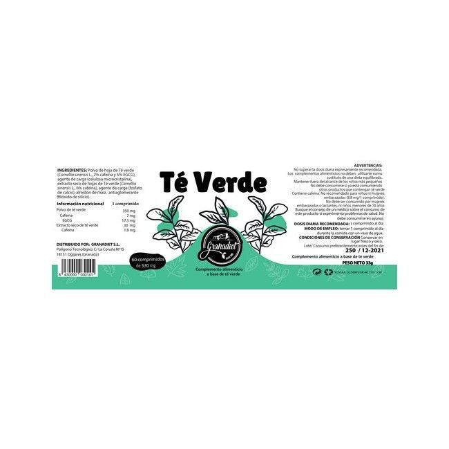 TÉ VERDE 60 COMPRIMIDOS DE 550mg. - Imagen 2