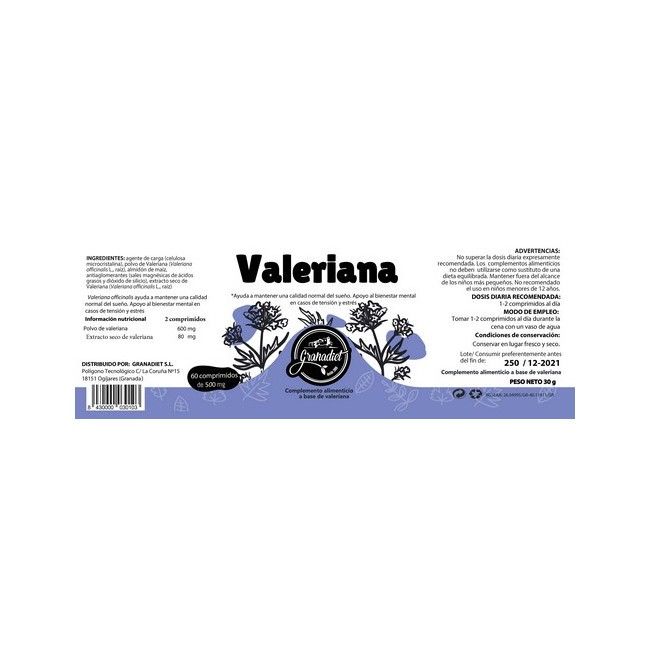 VALERIANA 60 COMPRIMIDOS DE 500mg. - Imagen 2
