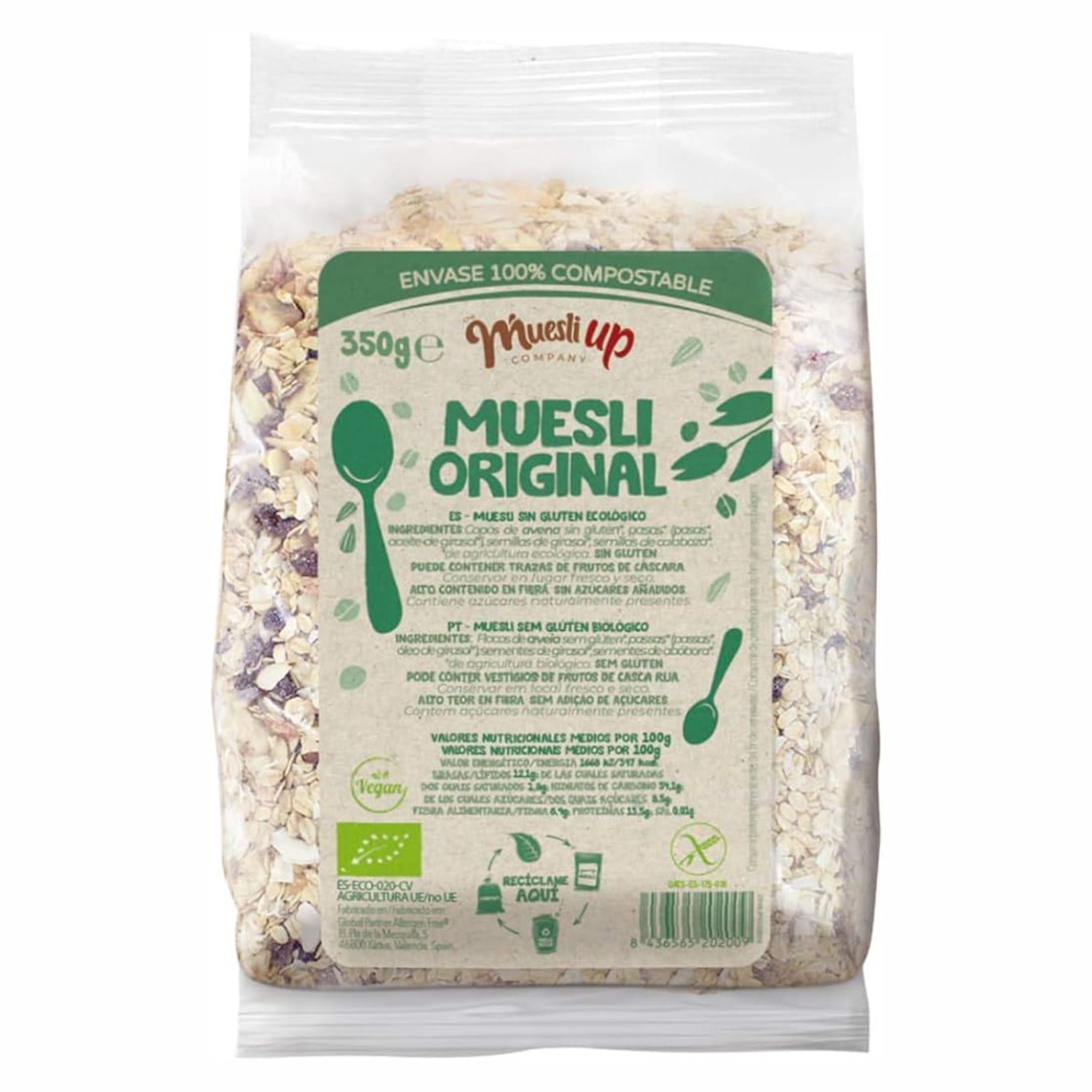 Muesli Up Original sin Azúcar Gluten Free 350gr.