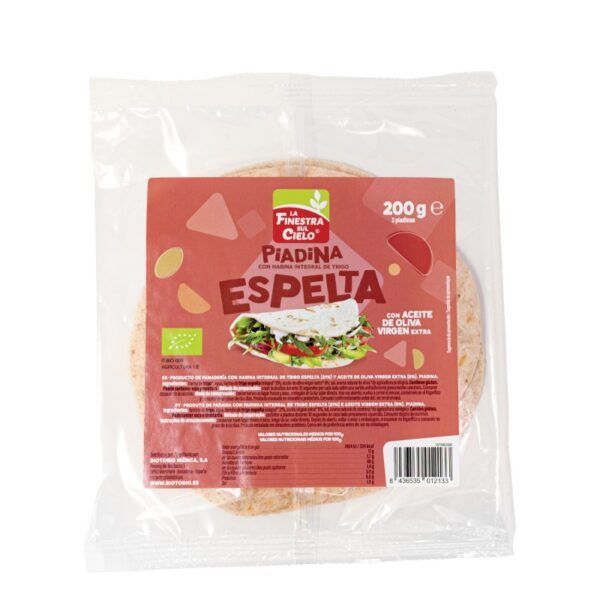 Piadina con harina integral de trigo espelta bio vegana (200gr./3Uds.)