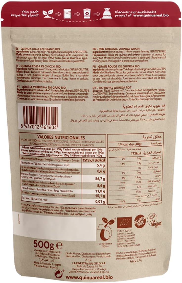 Quinoa real grano rojo bio sin gluten 500gr. - Imagen 2