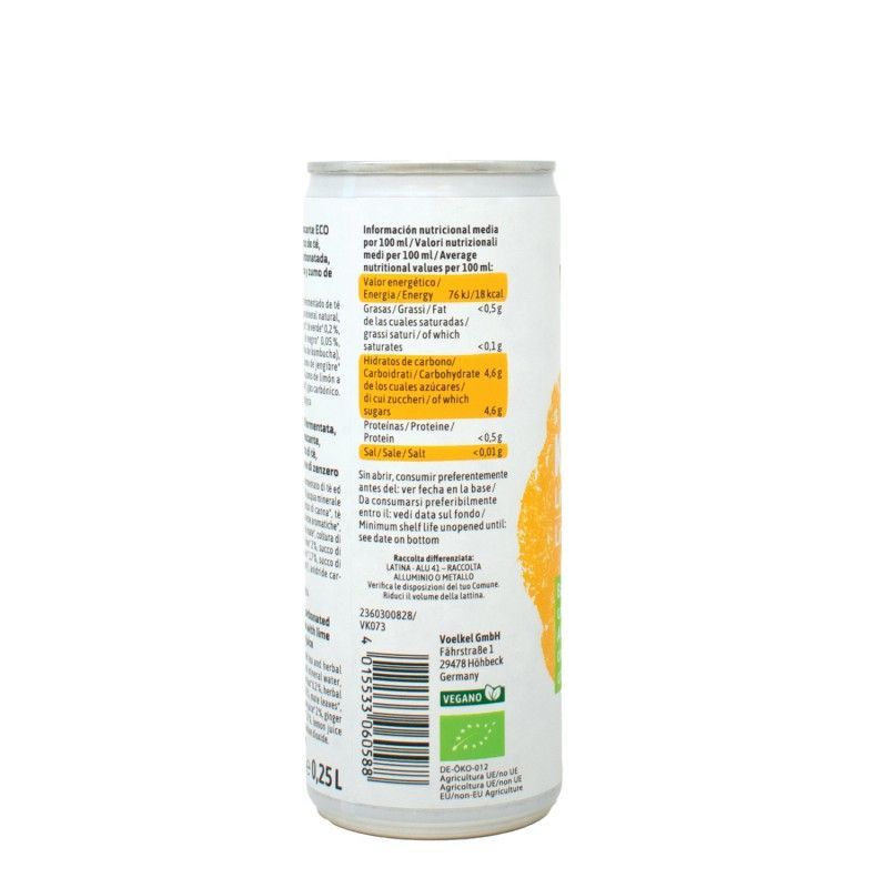 Kombucha Lima y Jengibre BIO lata 250ml. - Imagen 3