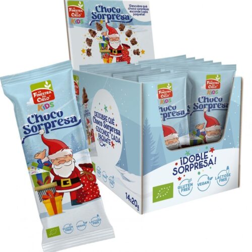 SANTA CHOCO SORPRESA KIDS BIO VEGAN - EXPOSITOR (14Uds. x 20gr. c/u)
