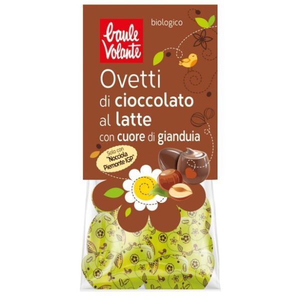 HUEVOS MINI BIO DE CHOCOLATE CON CORAZÓN DE AVELLANA - BAULE VOLANTE (100gr.)