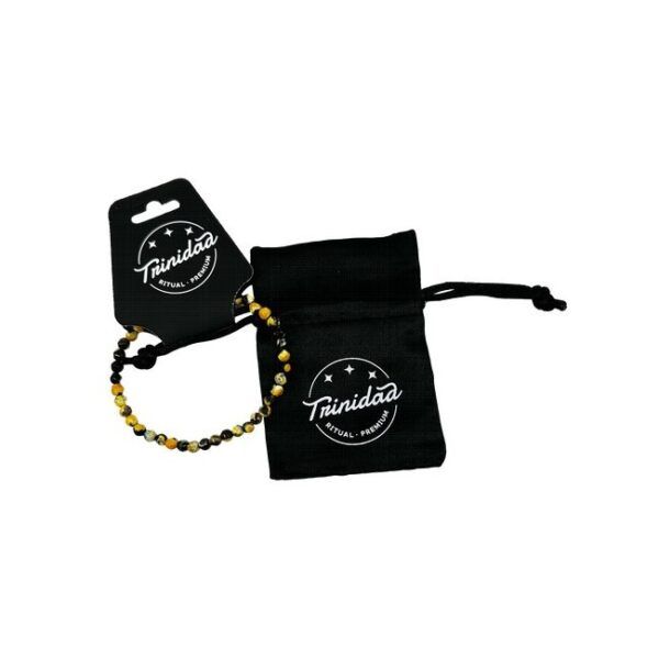 TRINIDAD PULSERA AGATA NEGRA TEÑIDA AMARILLA BOLA 4 MM.