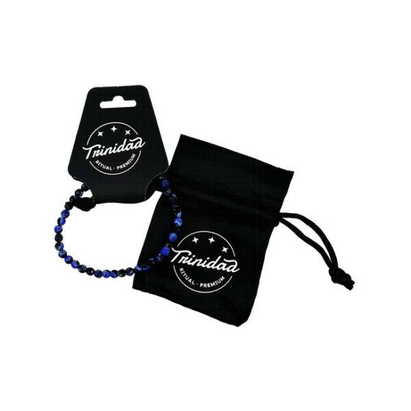 TRINIDAD PULSERA AGATA NEGRA TEÑIDA AZUL BOLA 4 MM.