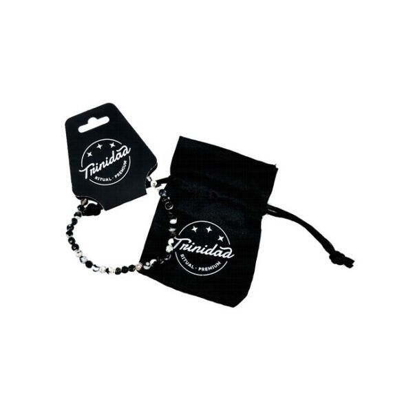 TRINIDAD PULSERA AGATA NEGRA TEÑIDA BLANCA BOLA 4 MM.