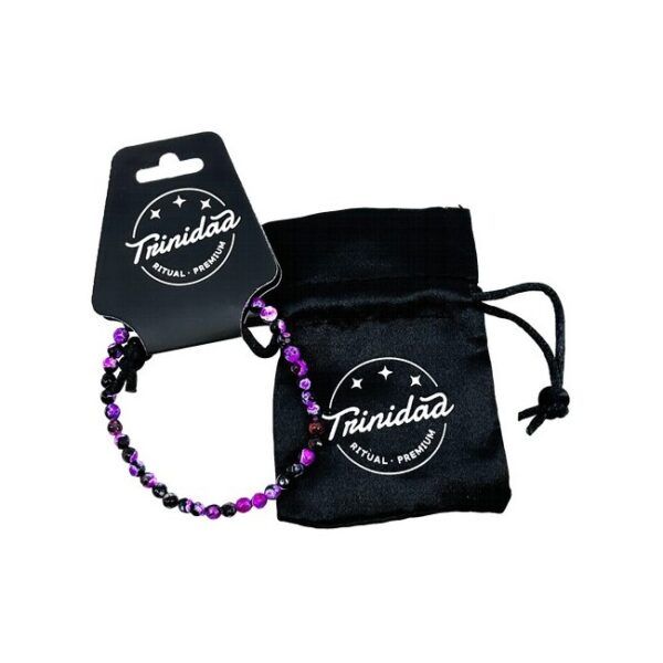 TRINIDAD PULSERA AGATA NEGRA TEÑIDA MORADO BOLA 4 MM.
