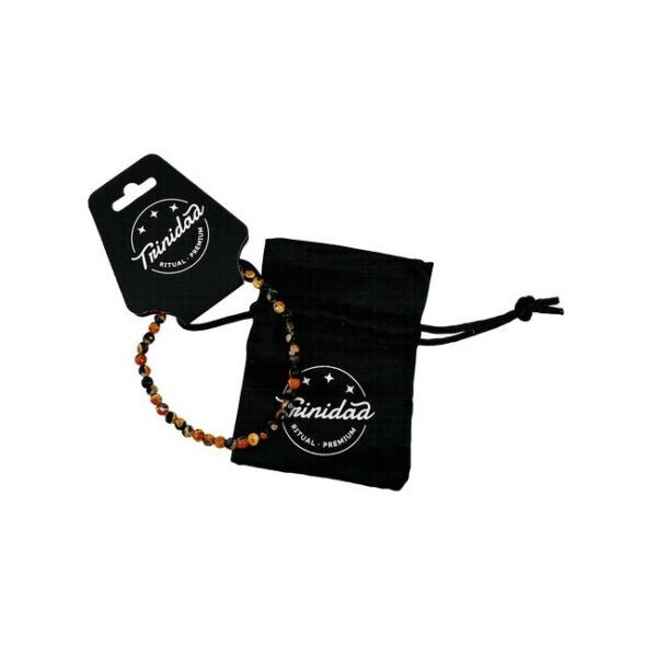 TRINIDAD PULSERA AGATA NEGRA TEÑIDA NARANJA BOLA 4 MM.