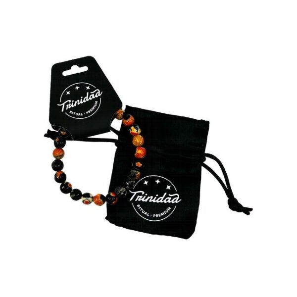 TRINIDAD PULSERA AGATA NEGRA TEÑIDA NARANJA BOLA 8 MM.