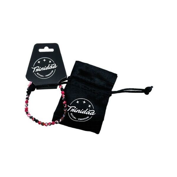 TRINIDAD PULSERA AGATA NEGRA TEÑIDA ROSA BOLA 4 MM.