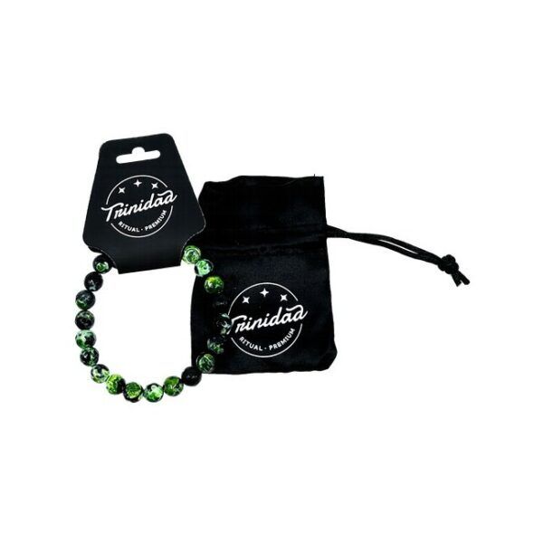 TRINIDAD PULSERA AGATA NEGRA TEÑIDA VERDE BOLA 8 MM.
