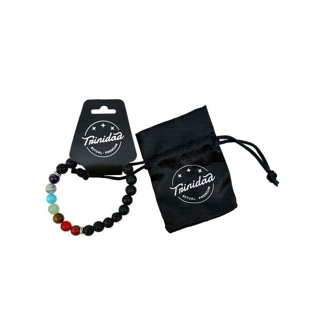 TRINIDAD PULSERA LAVA 7 CHAKRAS 6 MM.