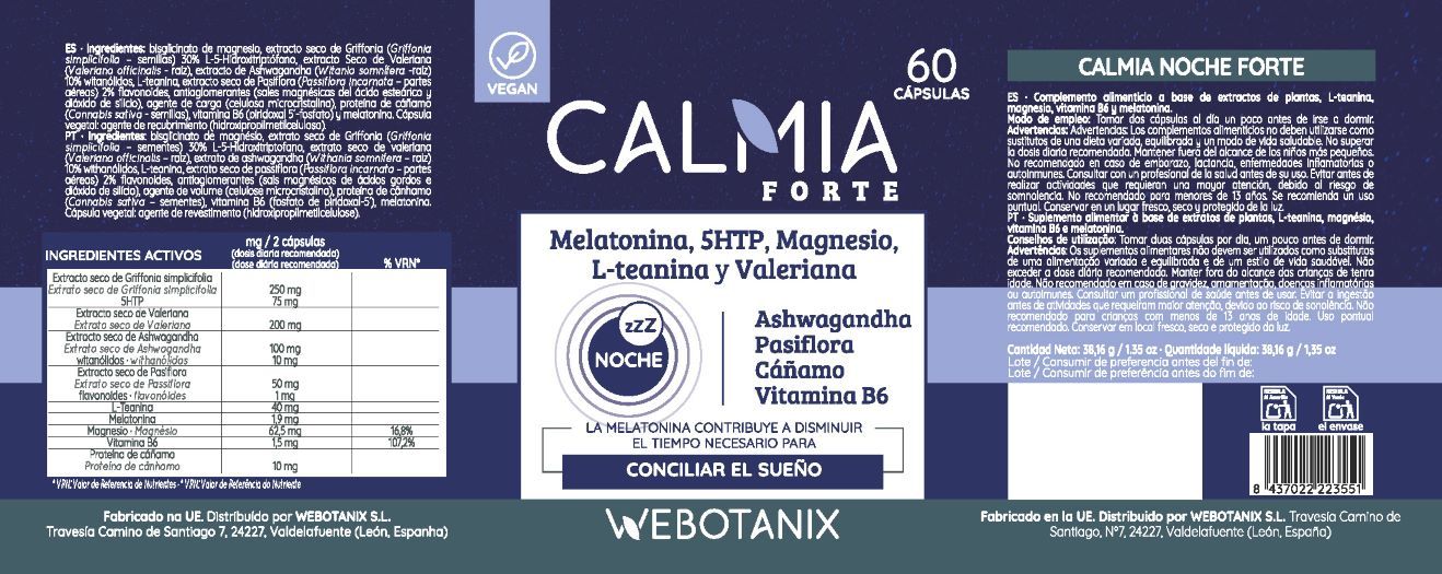 Calmia Noche Forte 60 cápsulas · Vegano - Imagen 2