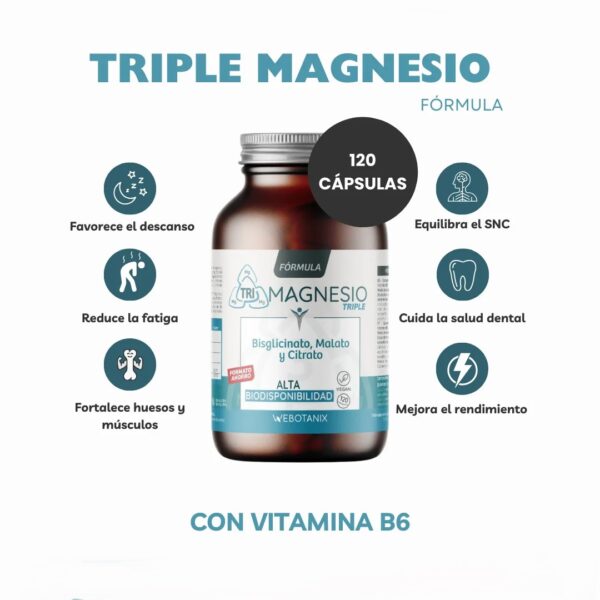 Fórmula Triple Magnesio - Formato AHORRO · 120 Cápsulas Vegano - Imagen 2