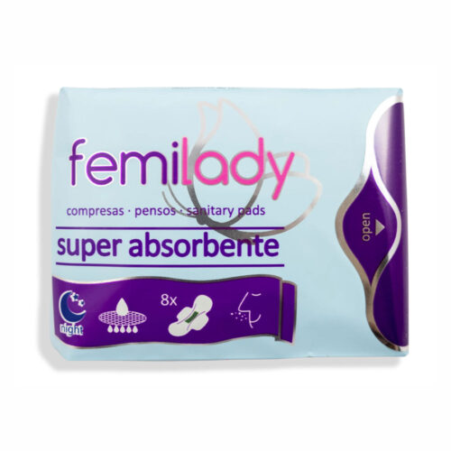 COMPRESAS DE NOCHE SUPER ABSORBENTE - FEMILADY - 8Uds. / 280mm.