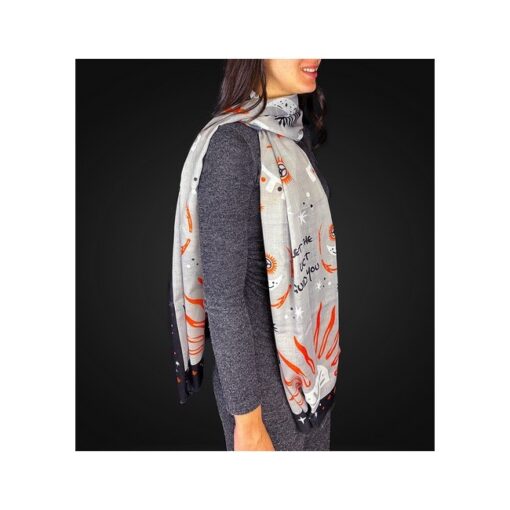 TRINIDAD PASHMINA SOL & LUNA GRIS - 180x60cm. - Imagen 3